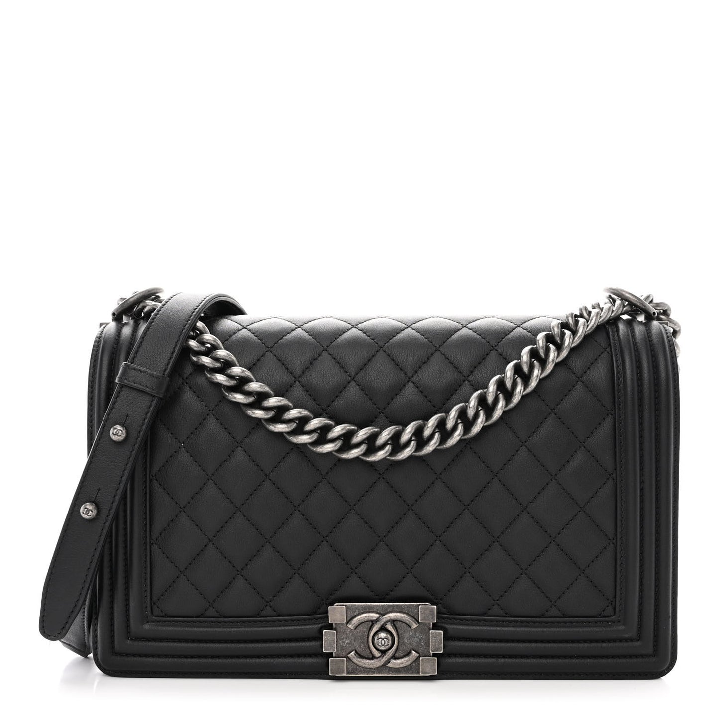 Calfskin Quilted New Medium Boy Flap Black