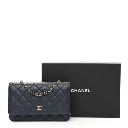 Chanel Caviar Quilted Wallet On Chain WOC Navy Blue 12 of 12