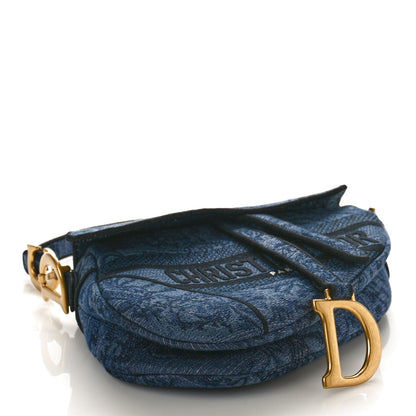 Christian Dior Denim Flowers Embroidered Saddle Bag Blue 4 of 7