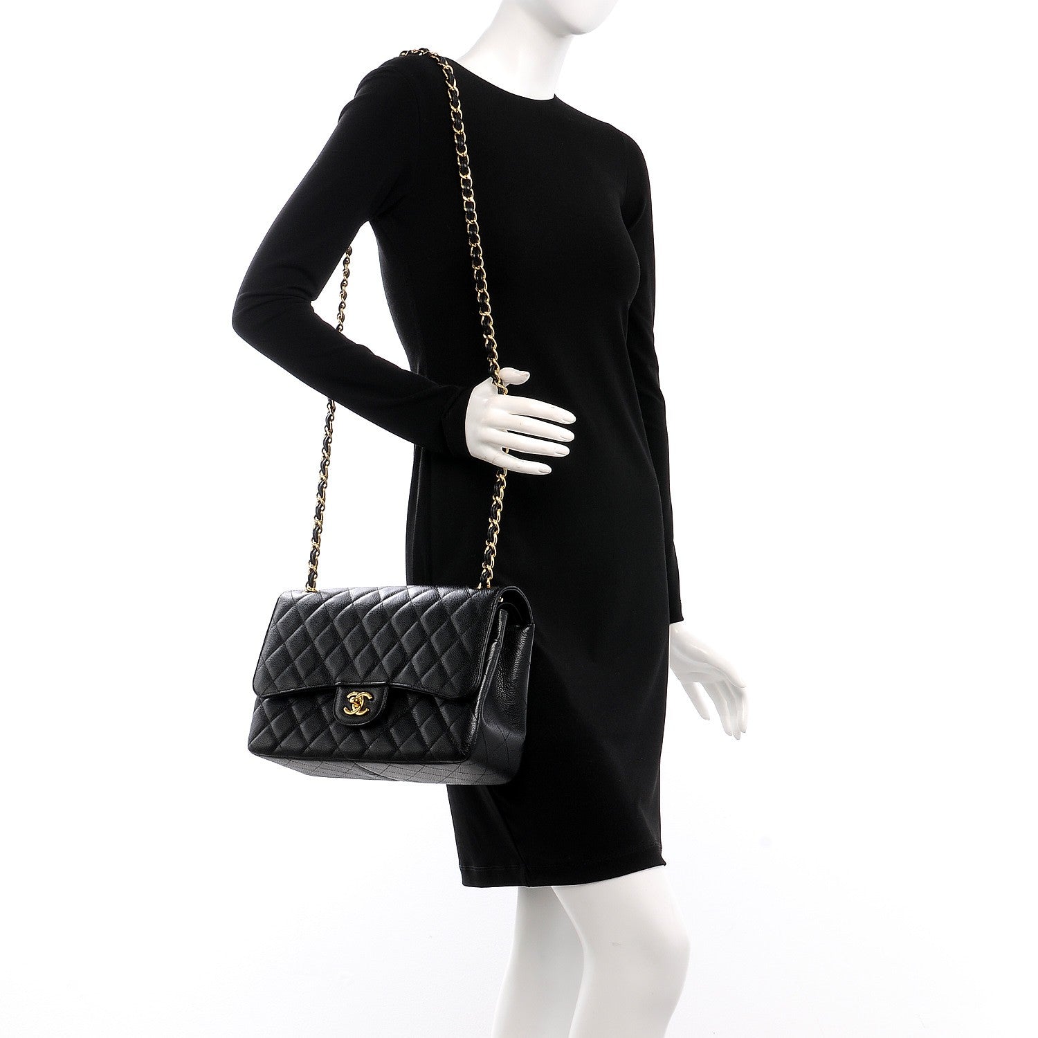 Chanel Caviar Quilted Jumbo Double Flap Black 2 of 9