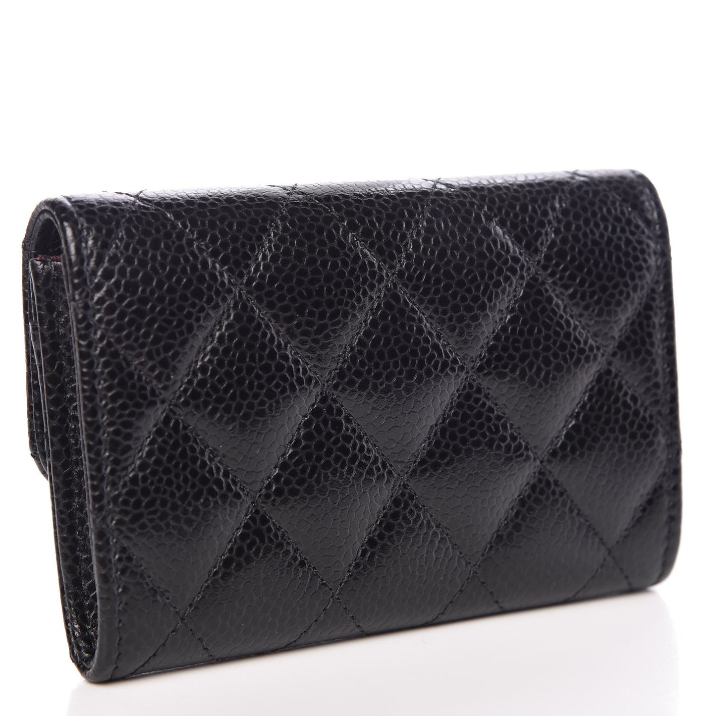Caviar Quilted Flap Card Holder Black