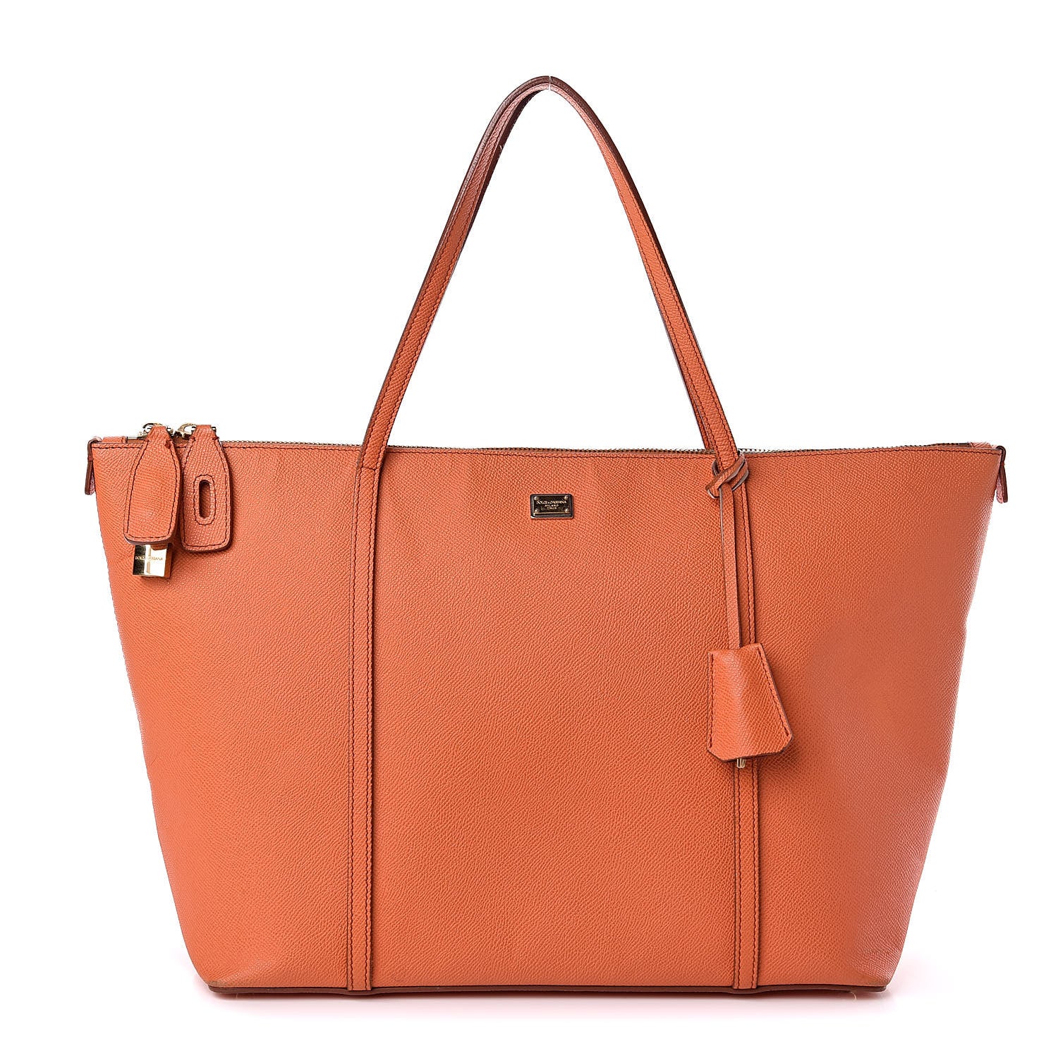 Dolce & Gabbana Textured Calfskin Miss Escape Tote Orange 1 of 12