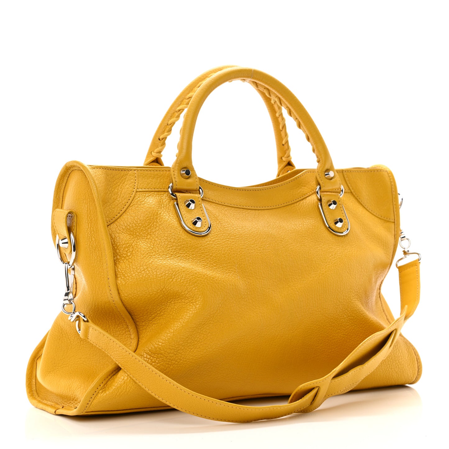 Chevre Silver Metallic Edge Hardware City Jaune Epi