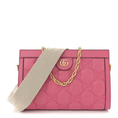 Gucci Calfskin GG Matelasse Small Slim Chain Shoulder Bag Rhodamine Pink Natural 1 of 11