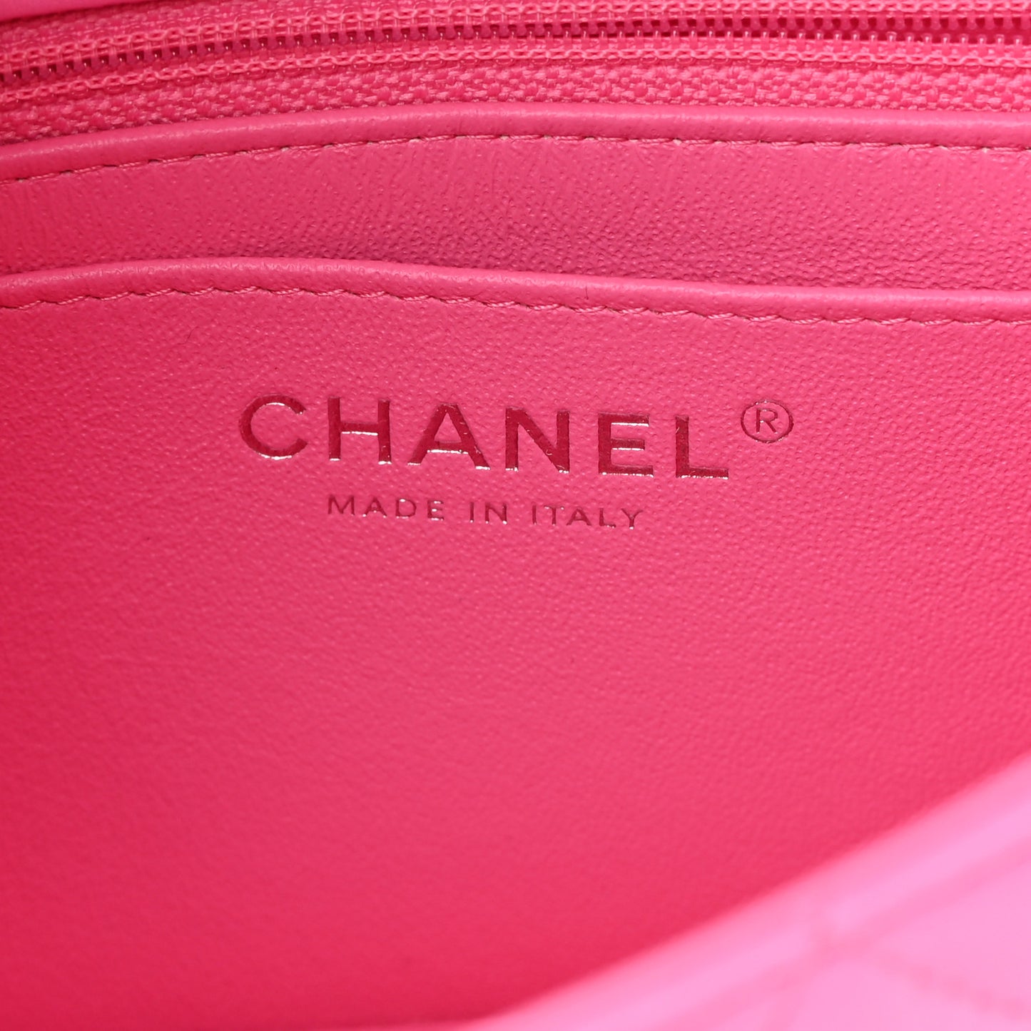 Lambskin Quilted Mini Rectangular Flap Neon Pink