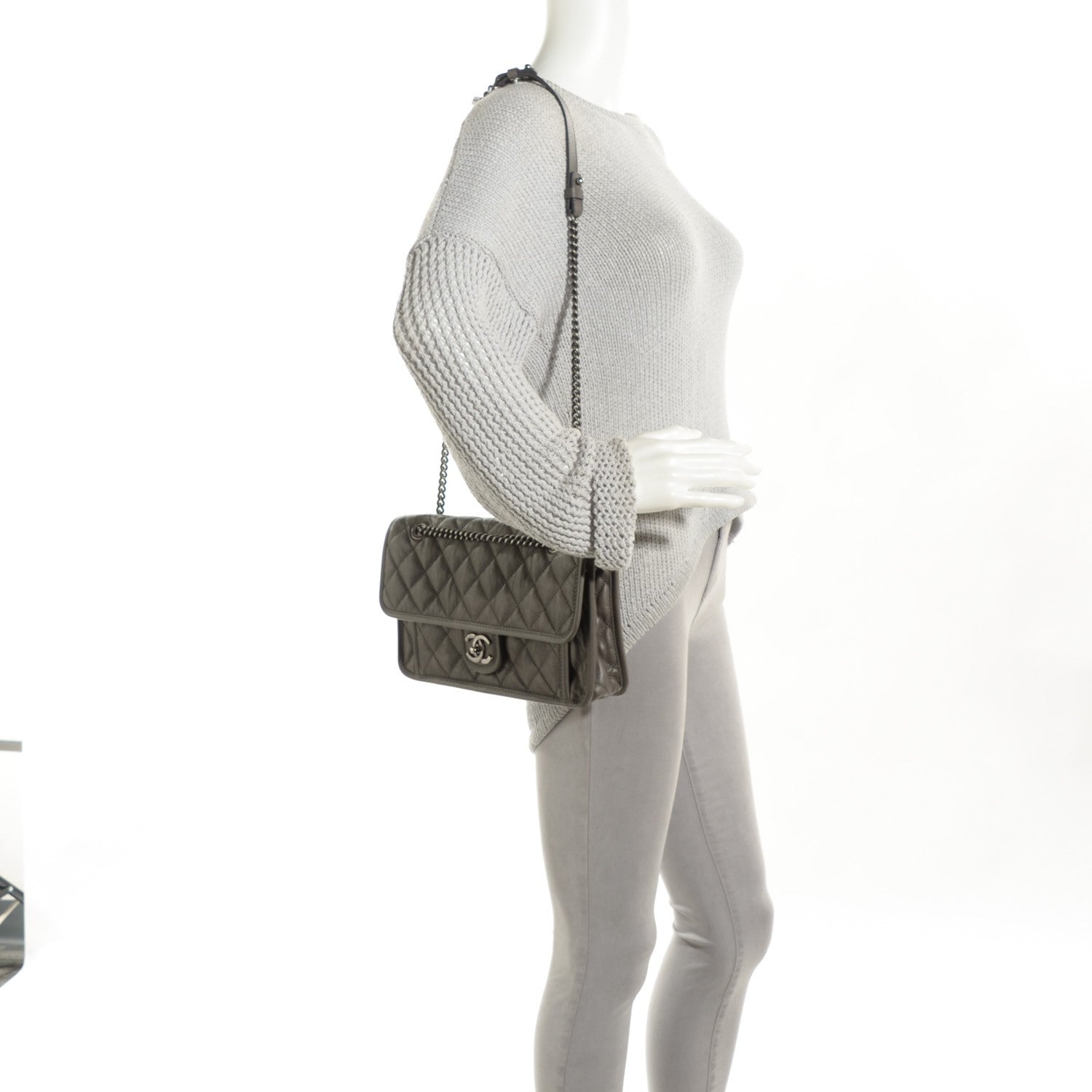 Chanel Calfskin Medium Casual Riviera Flap Dark Grey 2 of 8
