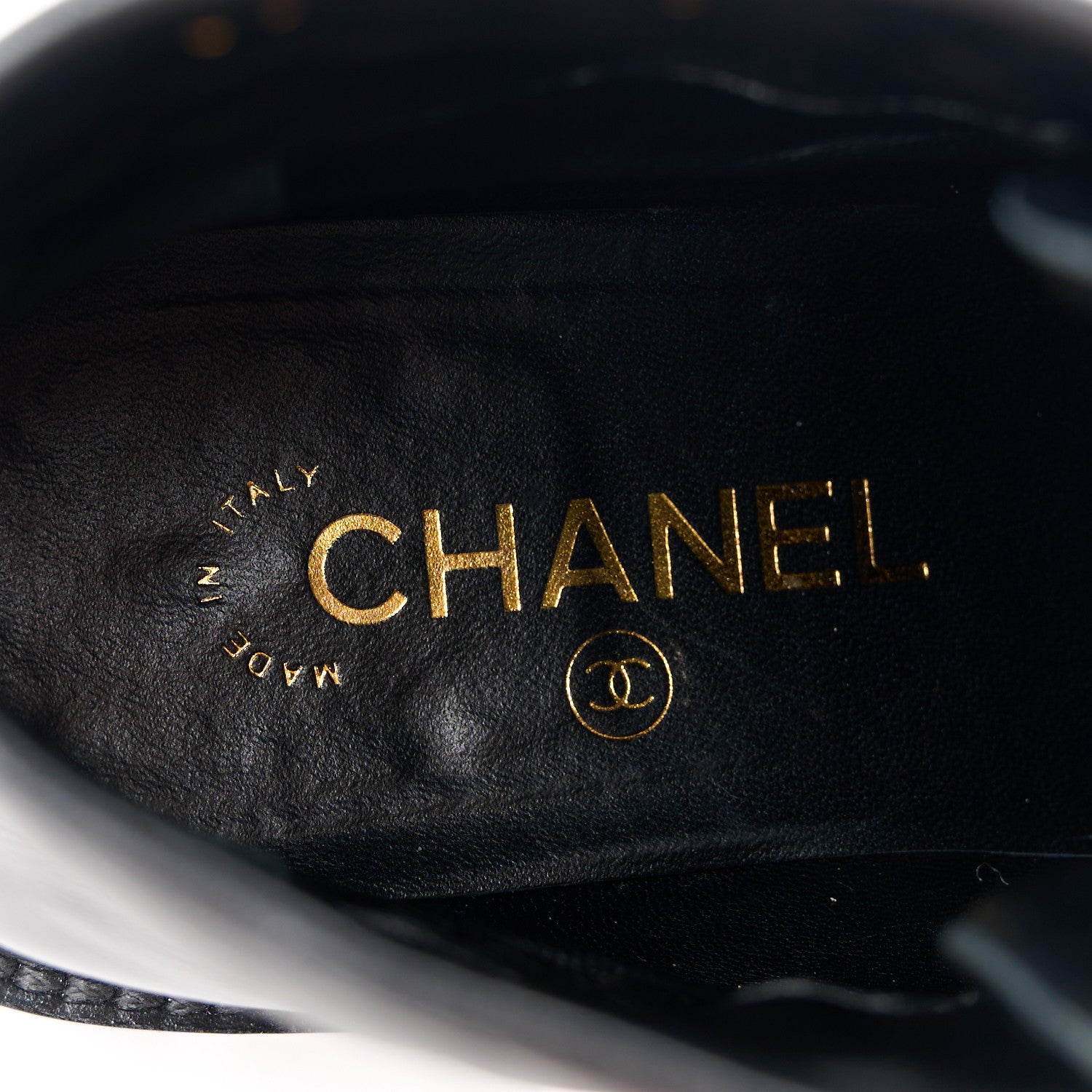 Chanel Shiny Calfskin Quilted Lace Up Combat Boots 39.5 Black 9 of 10
