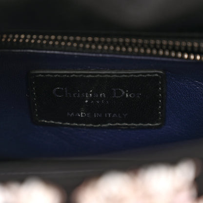 Christian Dior Satin Beaded Embroidered Mini Lady Dior Black White 6 of 9