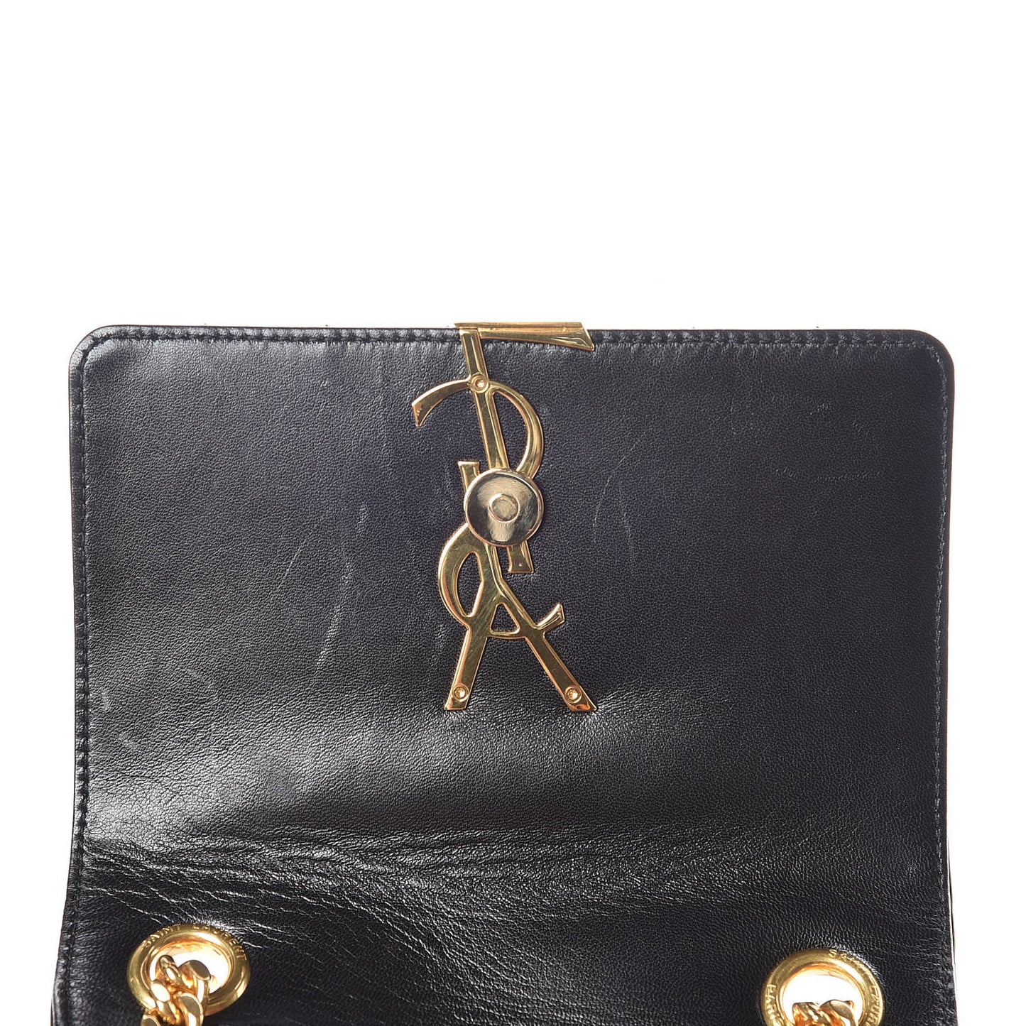 Patent Calfskin Matelasse Monogram Small Vicky Chain Bag Black