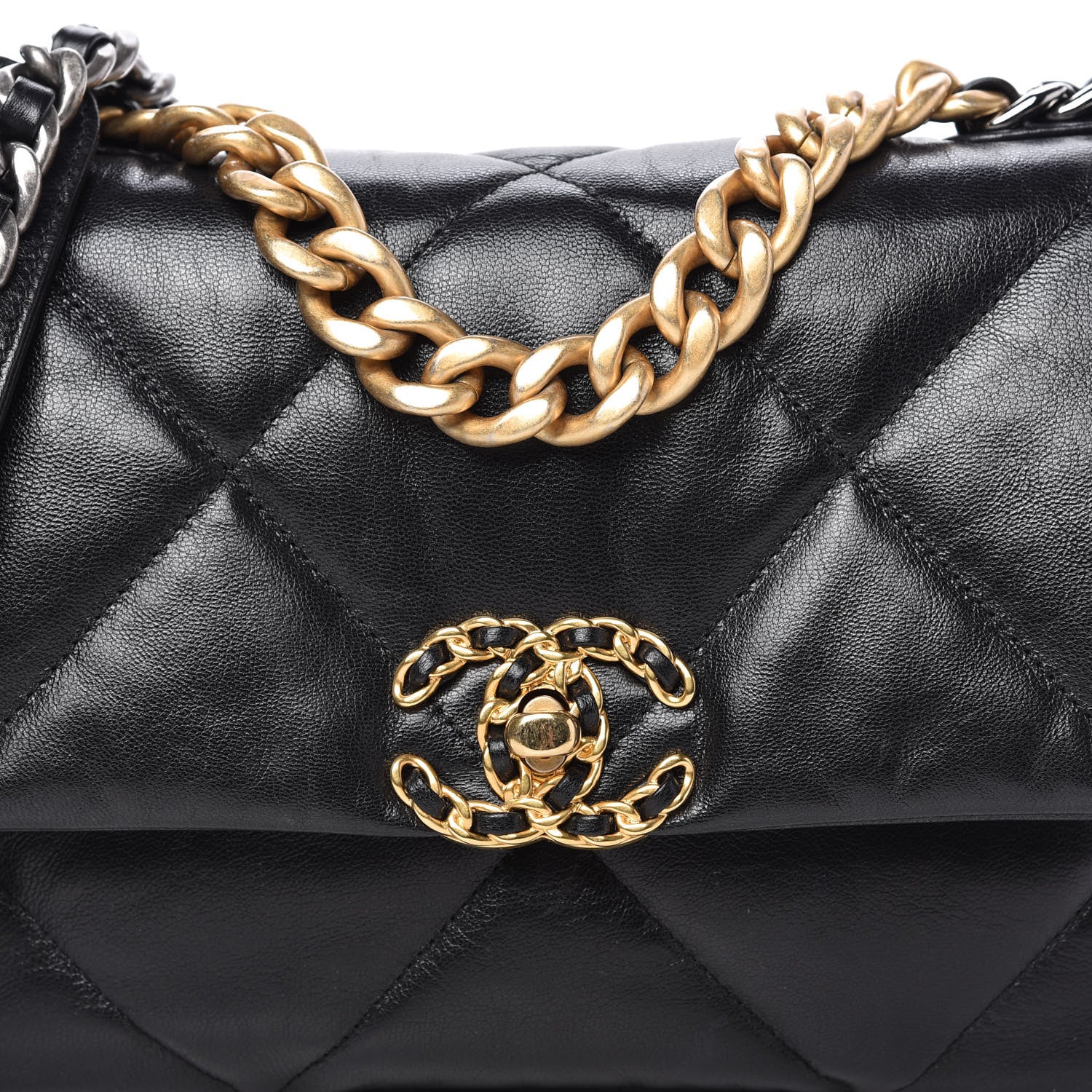 Chanel Goatskin Quilted Medium 19 Flap Black 10 of 11
