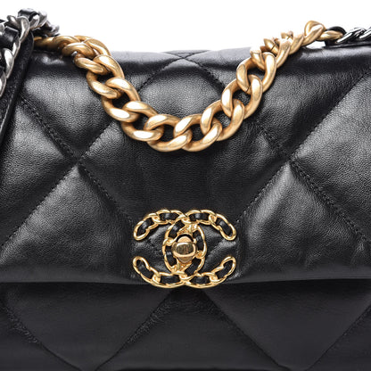 Chanel Goatskin Quilted Medium 19 Flap Black 10 of 11
