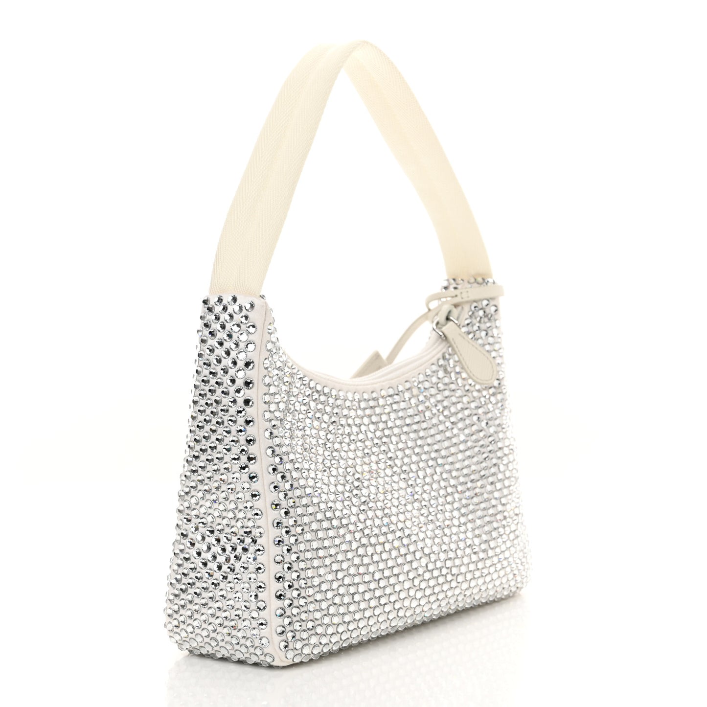 Satin Crystal Mini Re-Edition 2000 Bag White