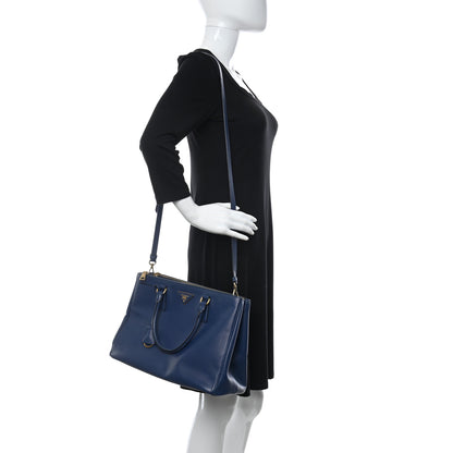 Prada Saffiano Lux Medium Double Zip Tote Bluette 2 of 11