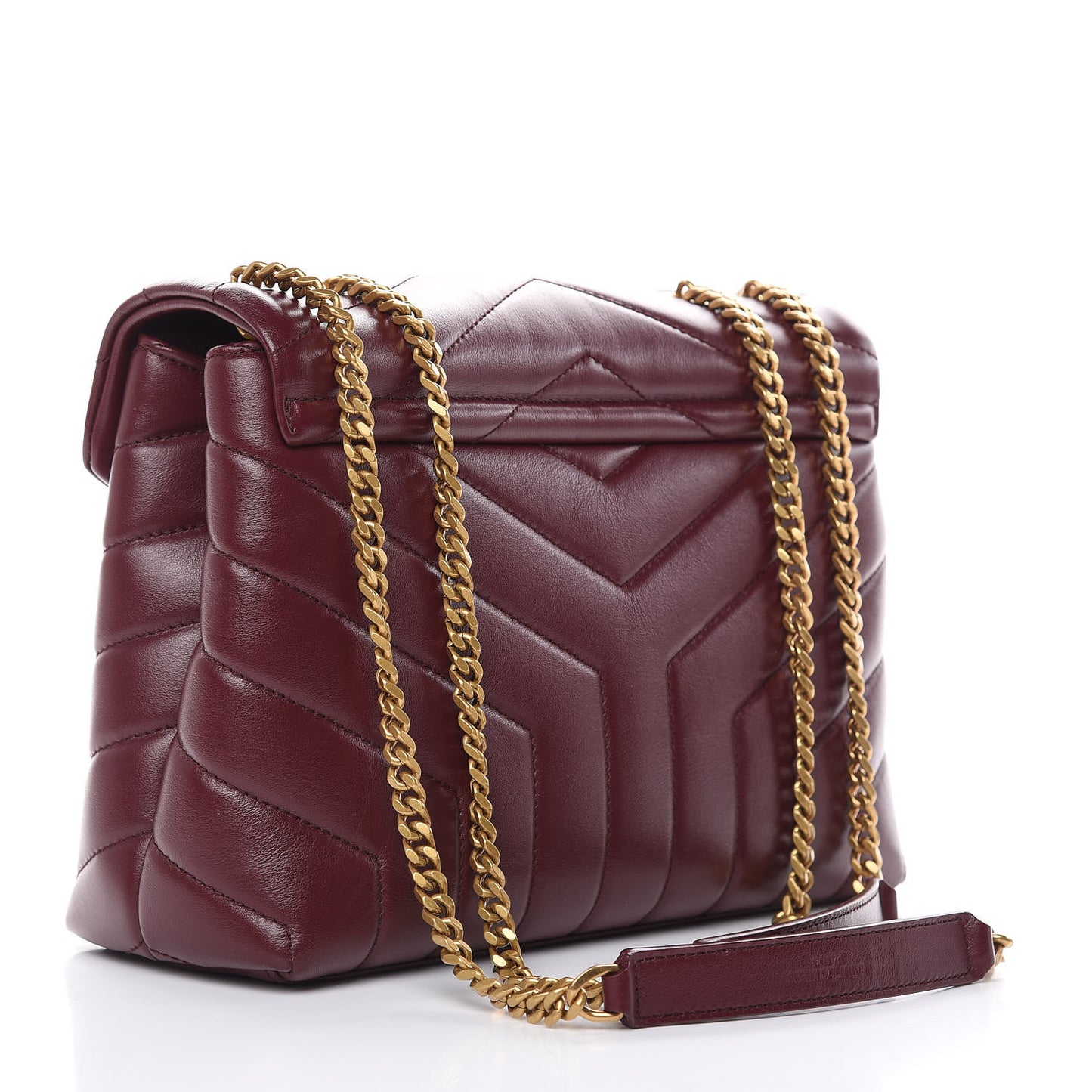 Calfskin Y Quilted Monogram Small Loulou Chain Satchel Dark Legion Red