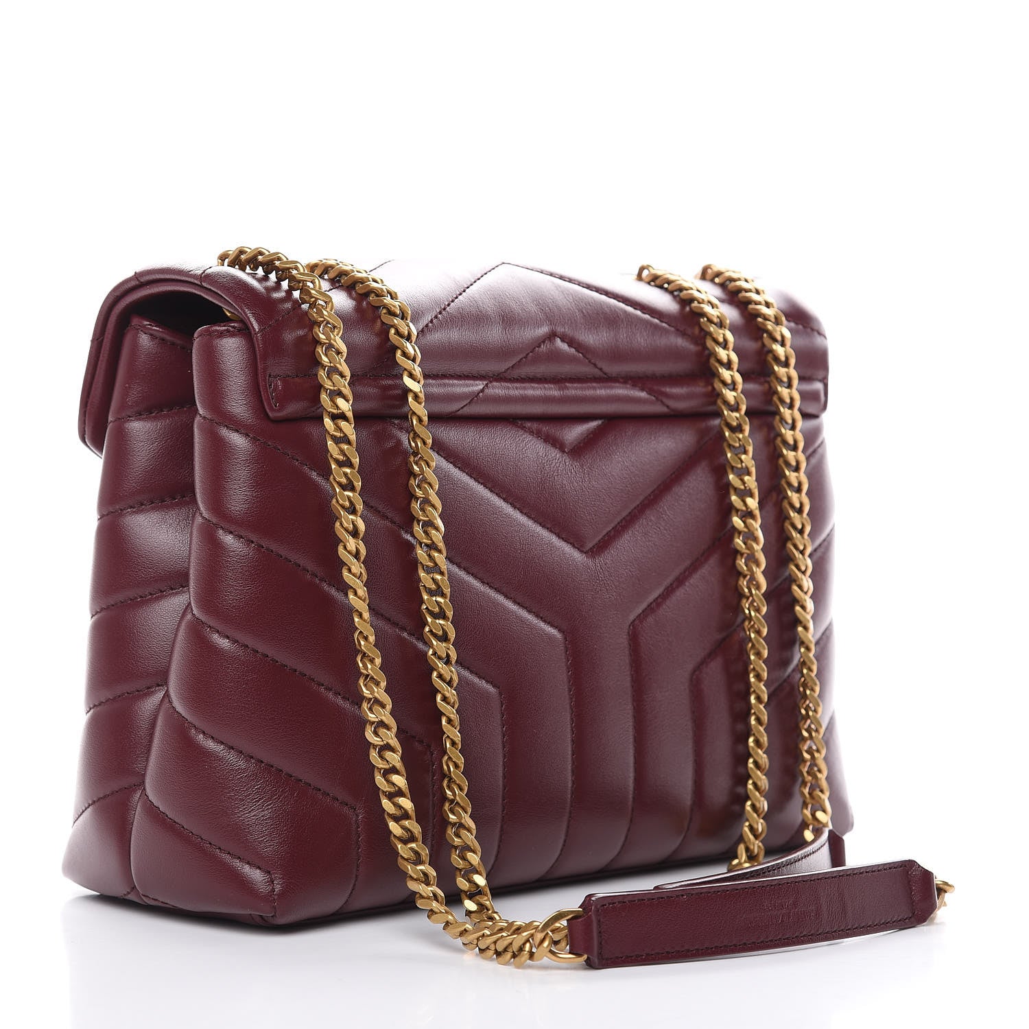 Saint Laurent Calfskin Y Quilted Monogram Small Loulou Chain Satchel Dark Legion Red 3 of 11