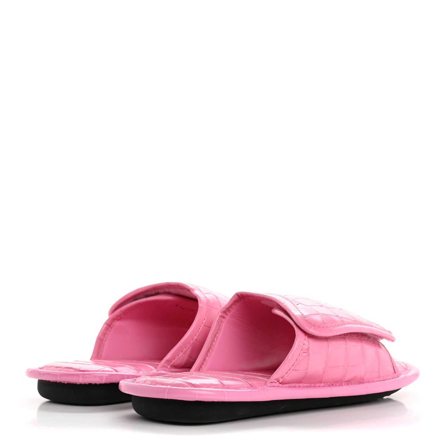 Balenciaga Calfskin Logo Crocodile Embossed Slides 40 Fuxia 5 of 10