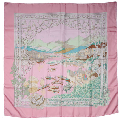 Hermes Silk Le Fleuve SacrÃ© Scarf 90 Rose/Vert N 2 of 5