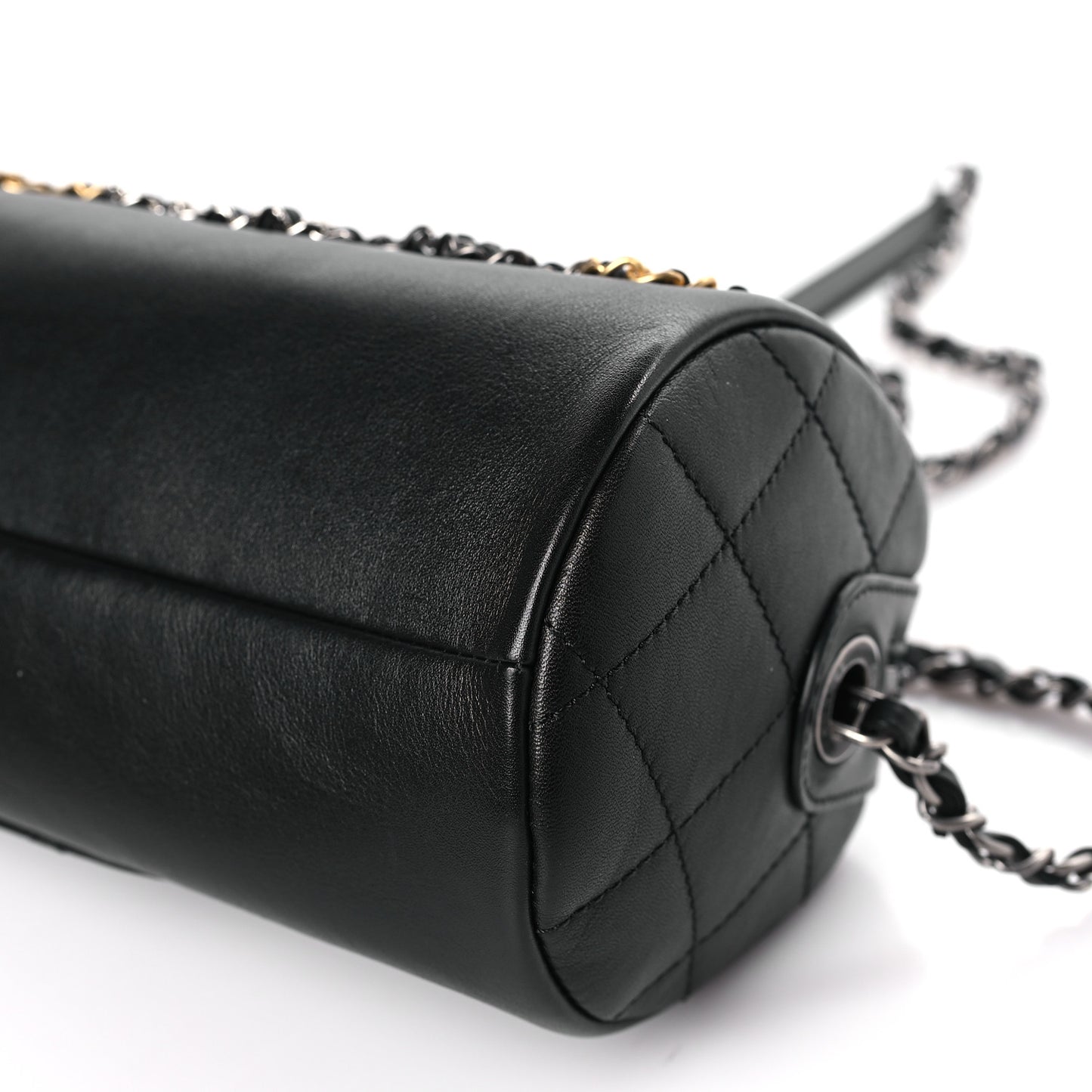Calfskin Chain 20s Signature Bowling Bag Black