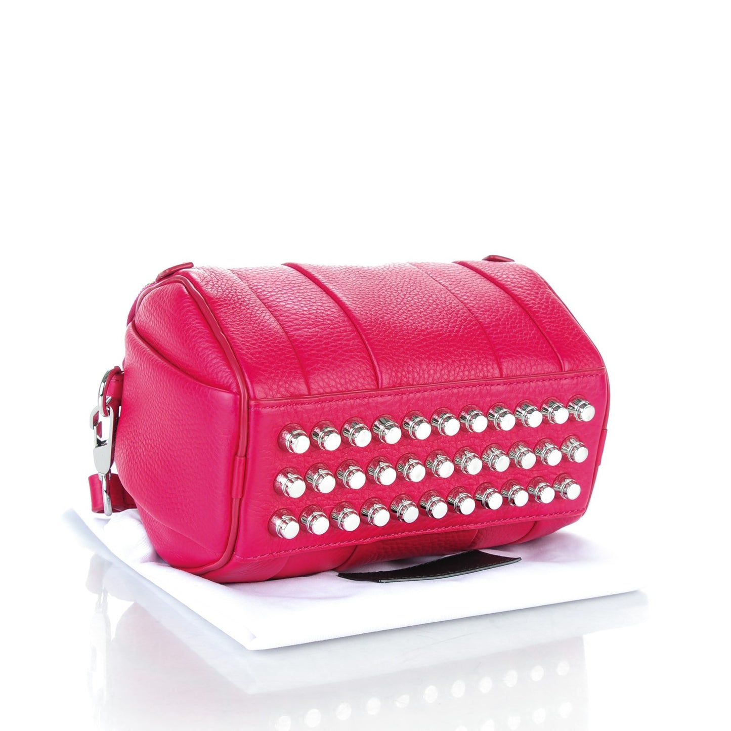 Pebbled Lambskin Mini Rockie Fuchsia Rhodium Hardware
