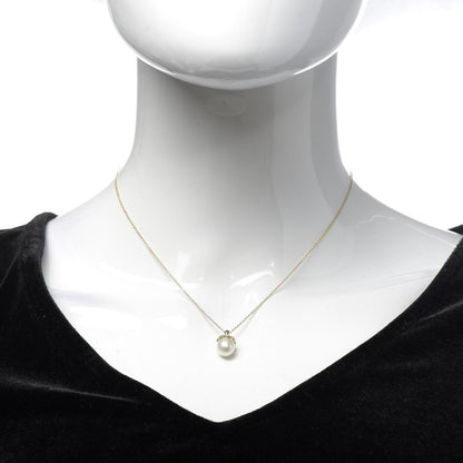 Tiffany 18K Yellow Gold Pearl Heart Drop Pendant Necklace 2 of 5
