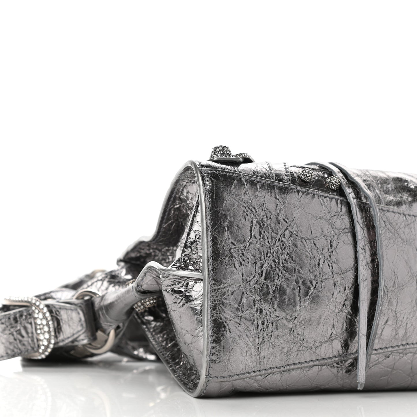 Agneau Arena Crystal Neo Cagole Handbag XS Silver