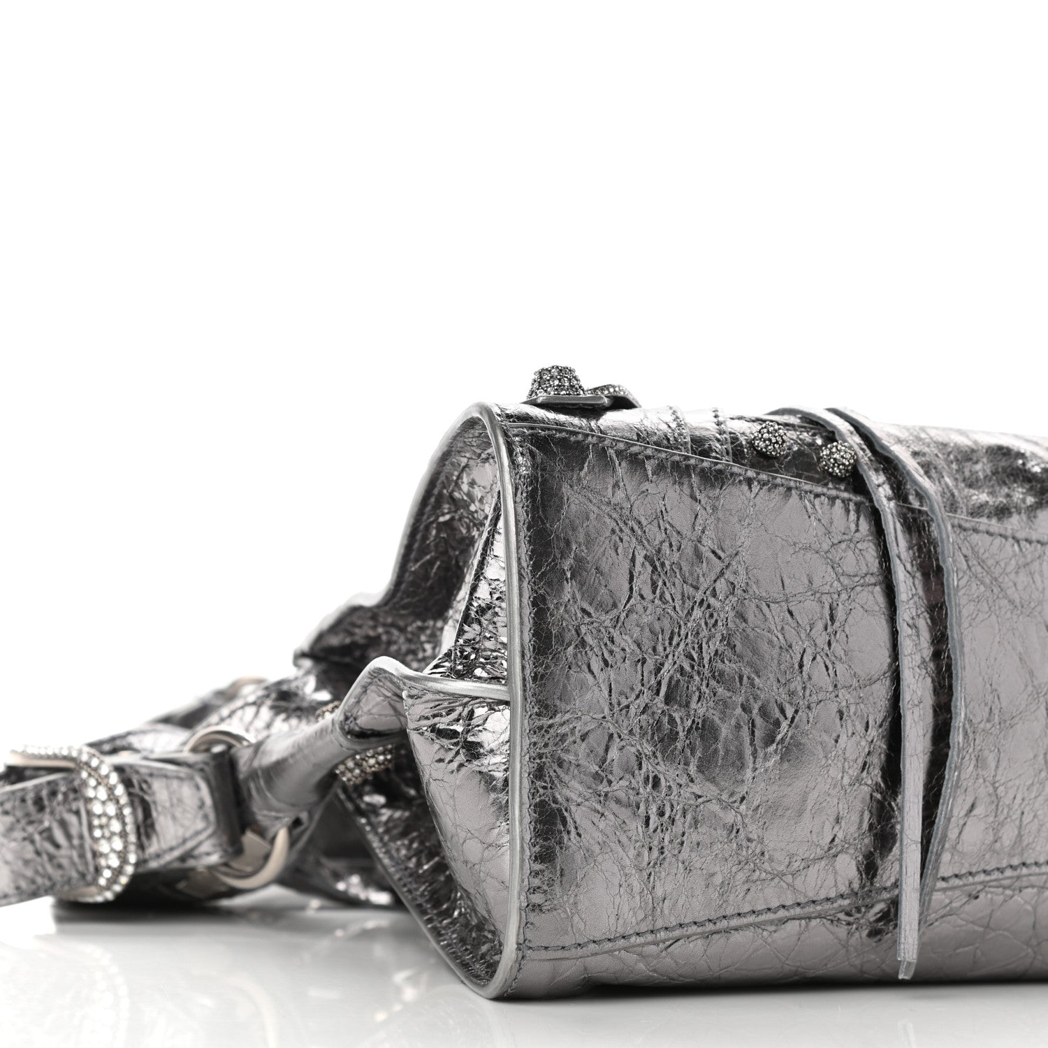 Balenciaga Agneau Arena Crystal Neo Cagole Handbag XS Silver 15 of 19