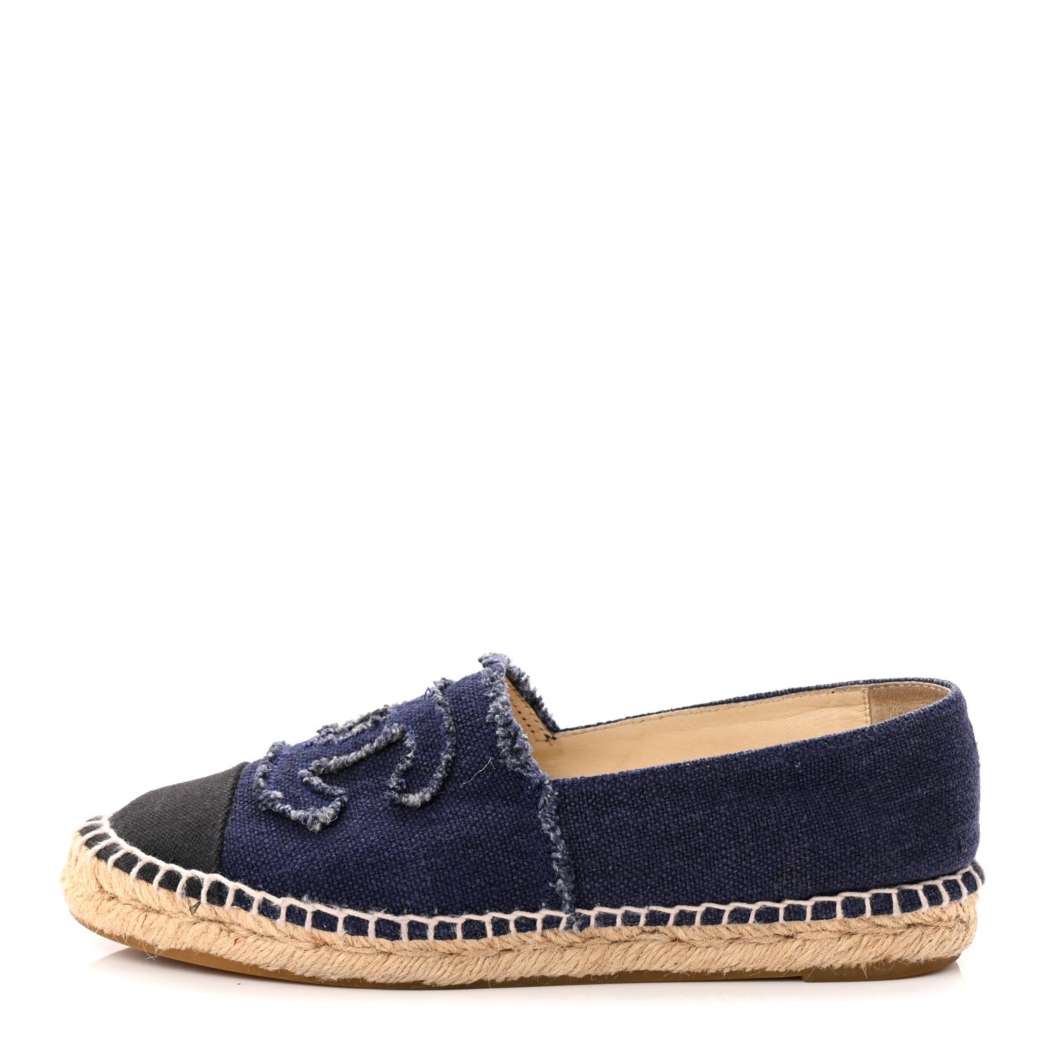Chanel Denim Toile CC Espadrilles 38 Navy Black 1 of 10