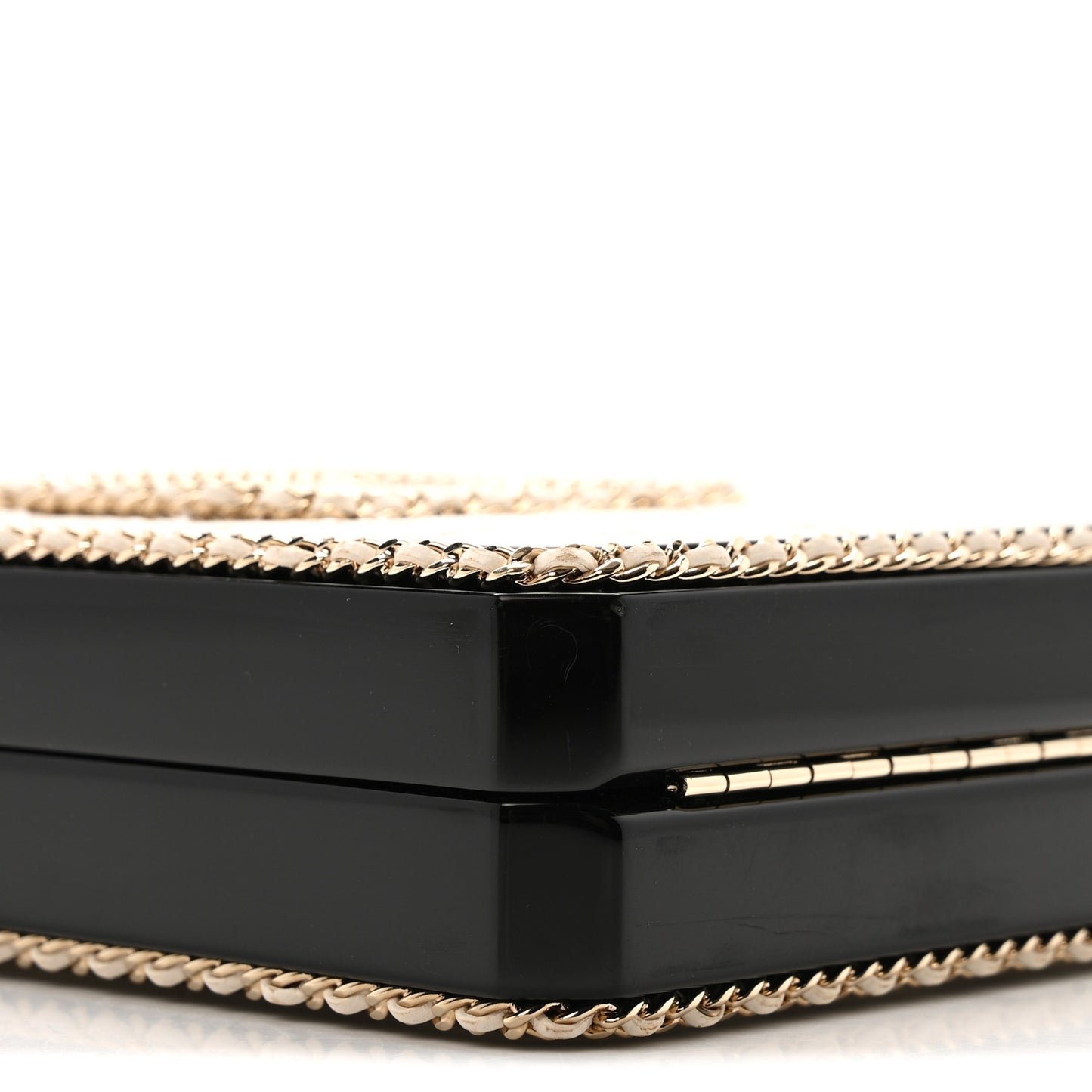 Plexiglass Lambskin Quilted Perfume Bottle Clutch White Black