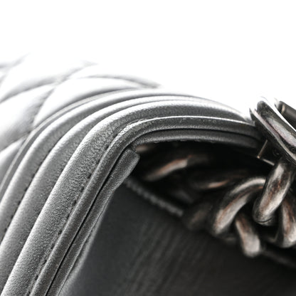 Chanel Metallic Calfskin Quilted New Medium Boy Flap Dark Silver 11 of 11