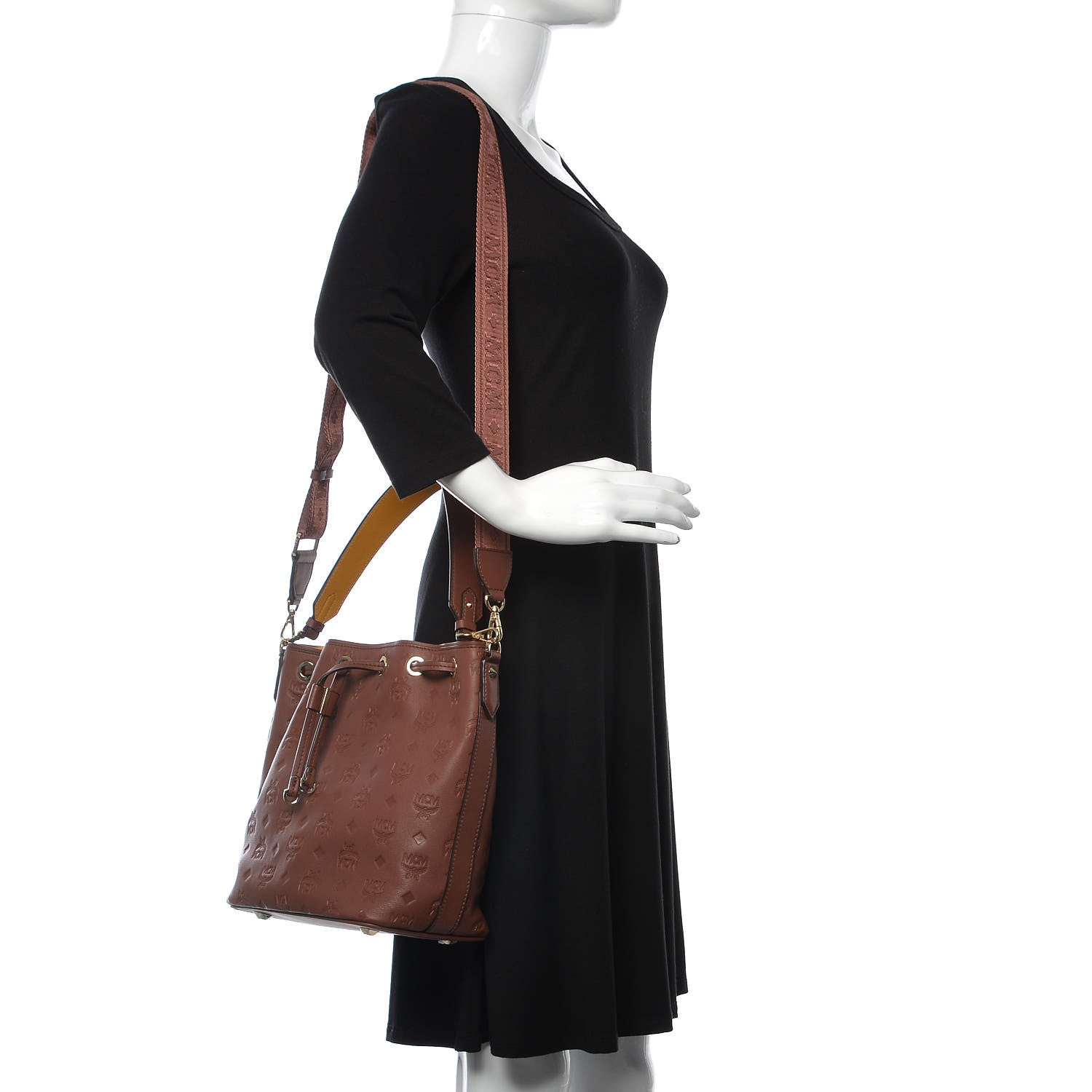 MCM Calfskin Ottomar Monogram Essential Bucket Brown 2 of 10
