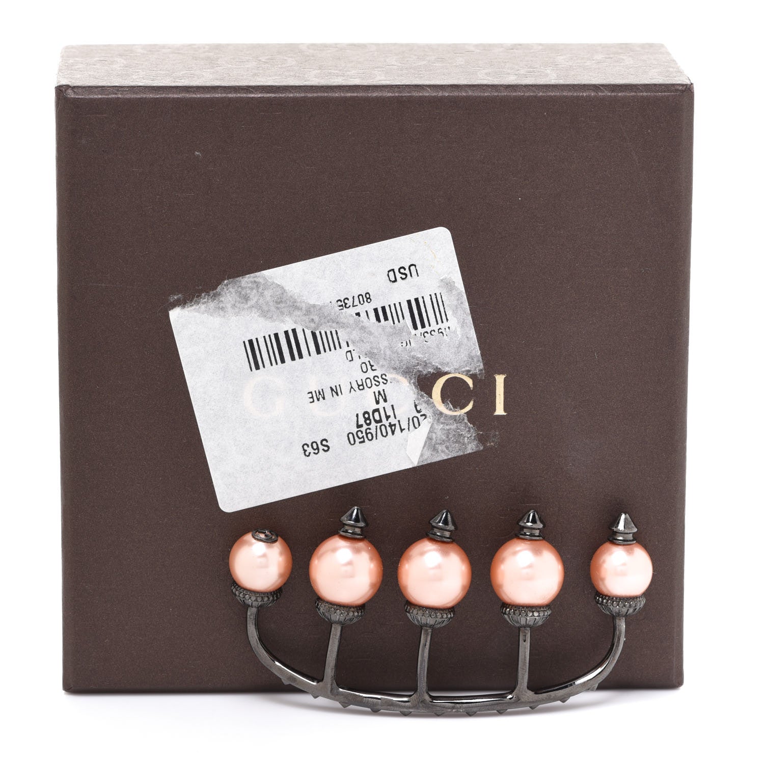 Gucci Metal Pearl Multi-Finger Ring Pink 5 of 5
