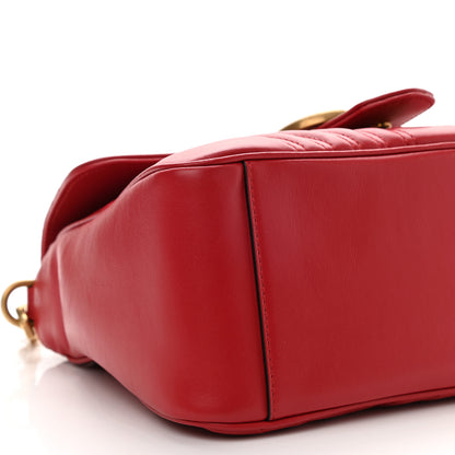 Gucci Calfskin Matelasse Small GG Marmont Top Handle Shoulder Bag Hibiscus Red 9 of 10