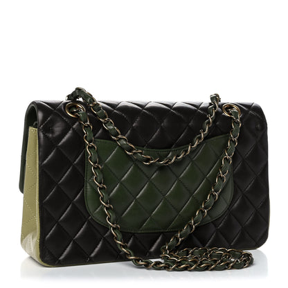 Chanel Lambskin Quilted Tri-Color Medium Double Flap Green Brown 2 of 11