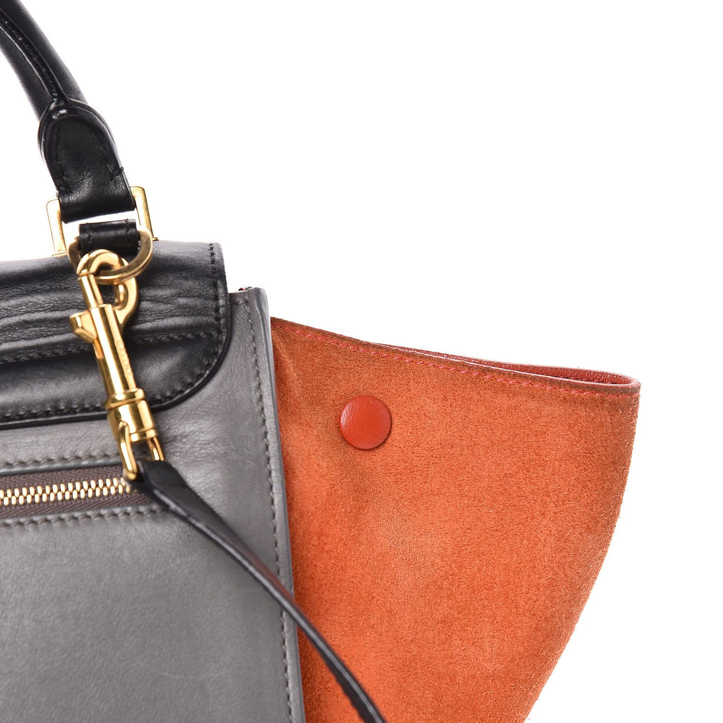Smooth Calfskin Suede Medium Tri-Color Trapeze Flamingo