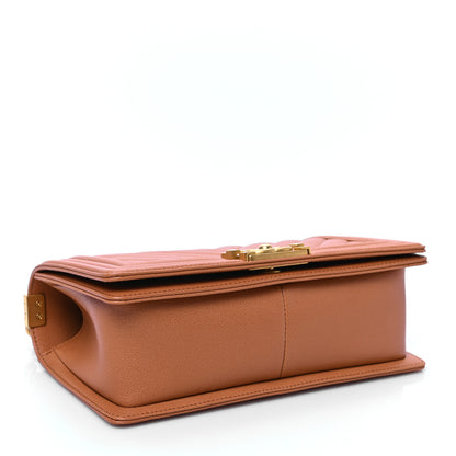 Chanel Caviar Chevron Quilted Medium Boy Flap Brown 4 of 9