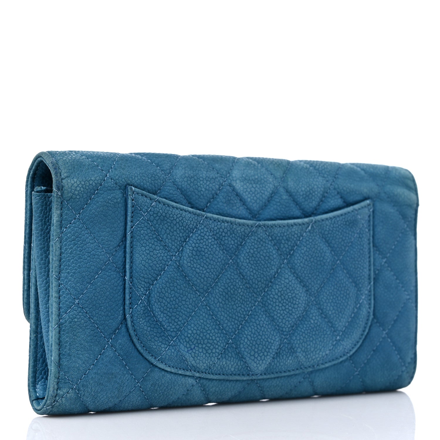 Chanel Iridescent Caviar Quilted Travel Wallet Blue 4 of 21