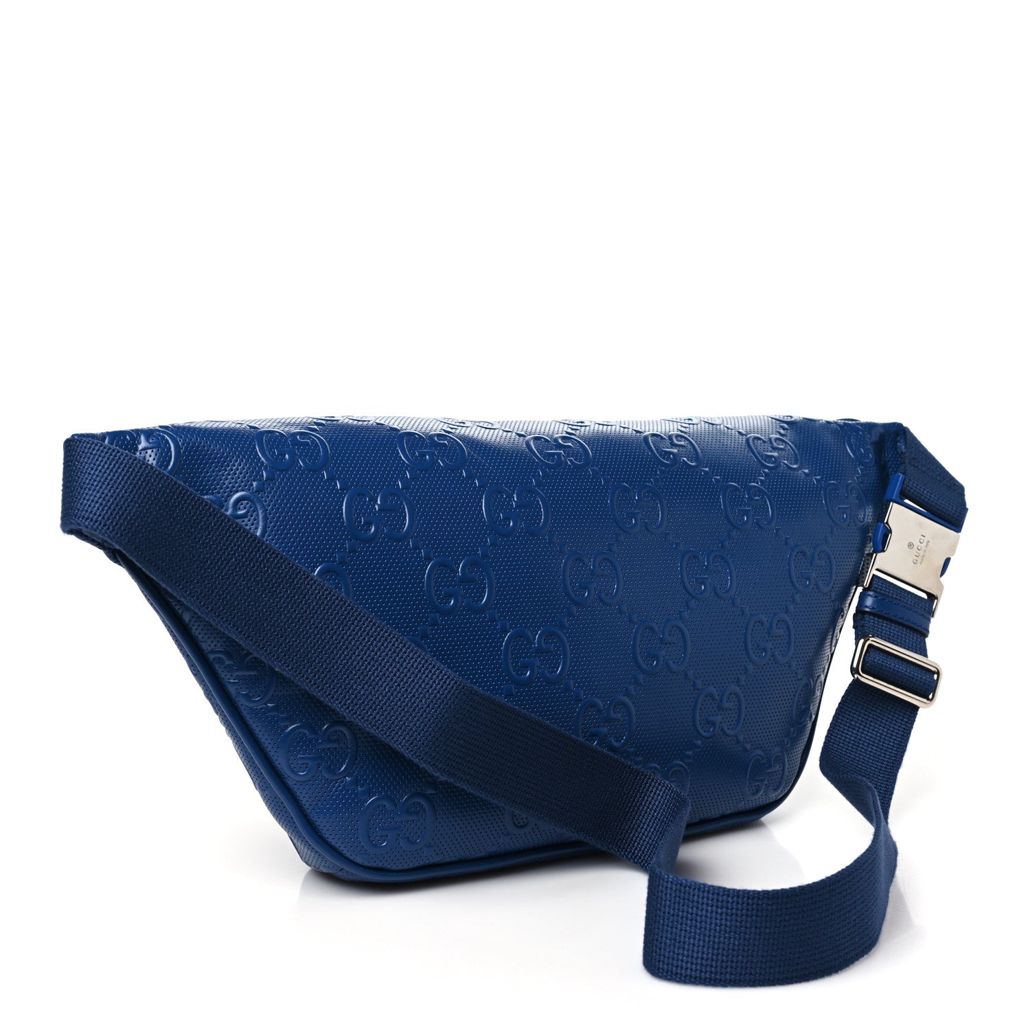 Gucci Calfskin GG Tennis Embossed Pocket Belt Bag 90 Intense Metal Blue 2 of 10