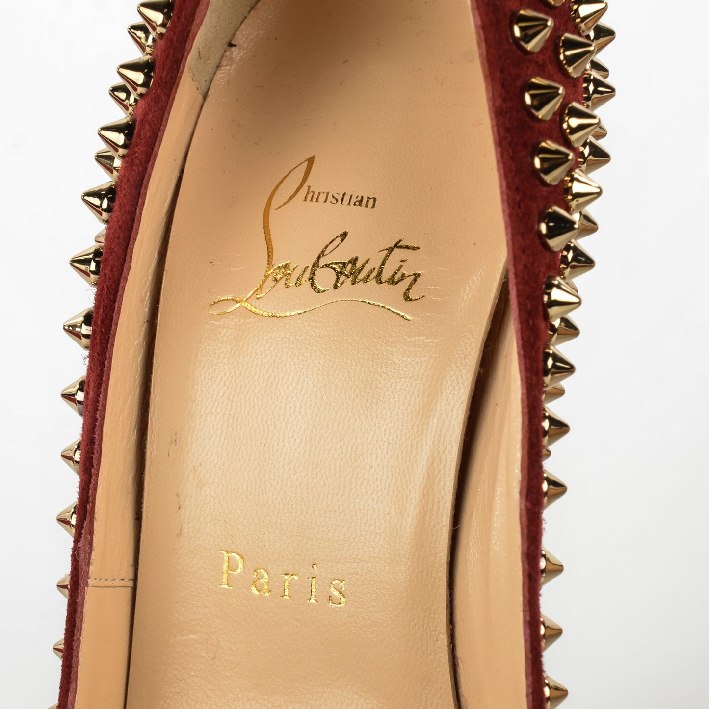 Veau Velours Calf Hair Leopard Lady Peep Spikes 150 Pumps 36.5 Red