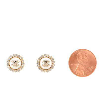 Chanel Pearl Crystal CC Earrings Gold 2 of 4
