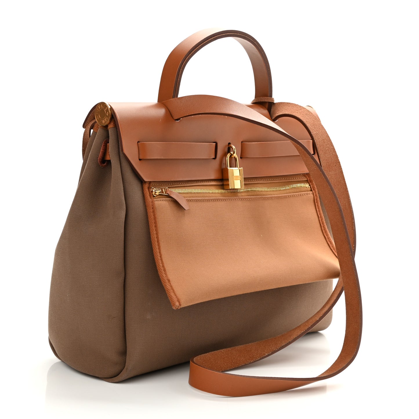 Vache Hunter Toile Herbag Zip 31 PM Etoupe Dune Fauve