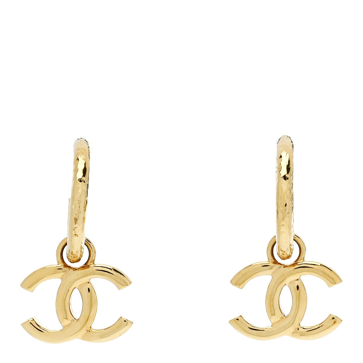 CC Hoop Drop Earrings Gold