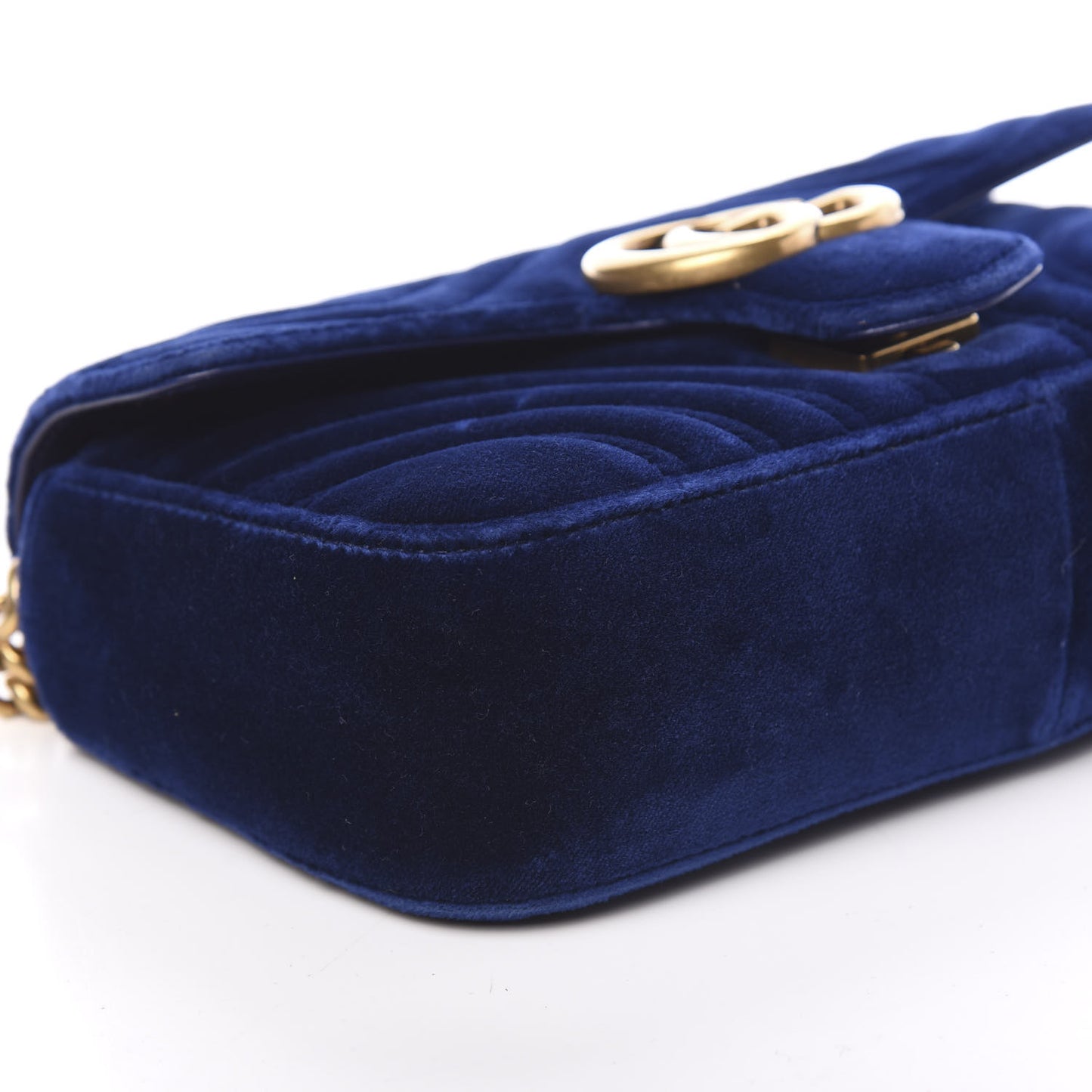 Velvet Matelasse Mini GG Marmont Shoulder Bag Cobalt Blue
