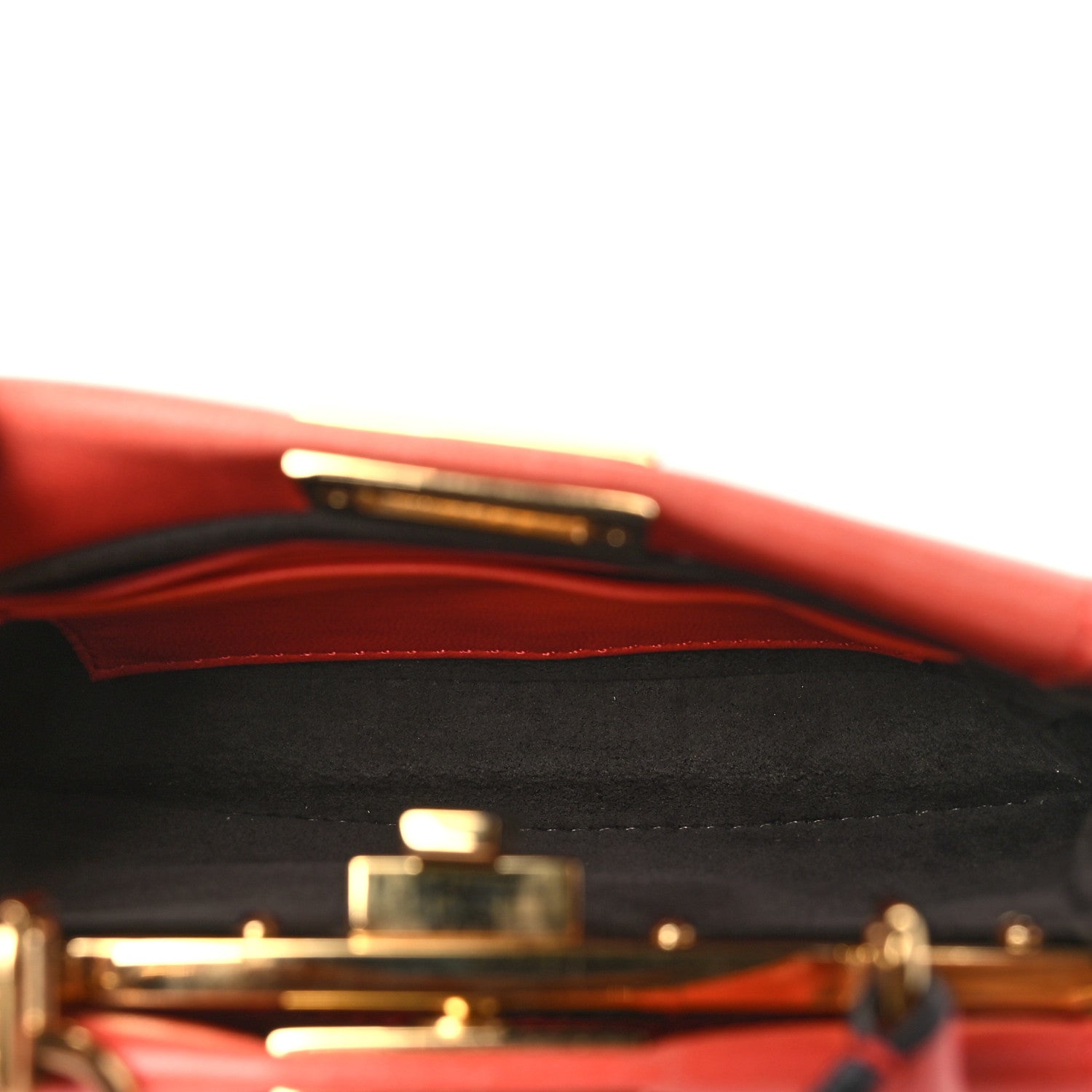Fendi Shiny Nappa Micro Peekaboo Iconic Satchel Rosso Pimento 5 of 11