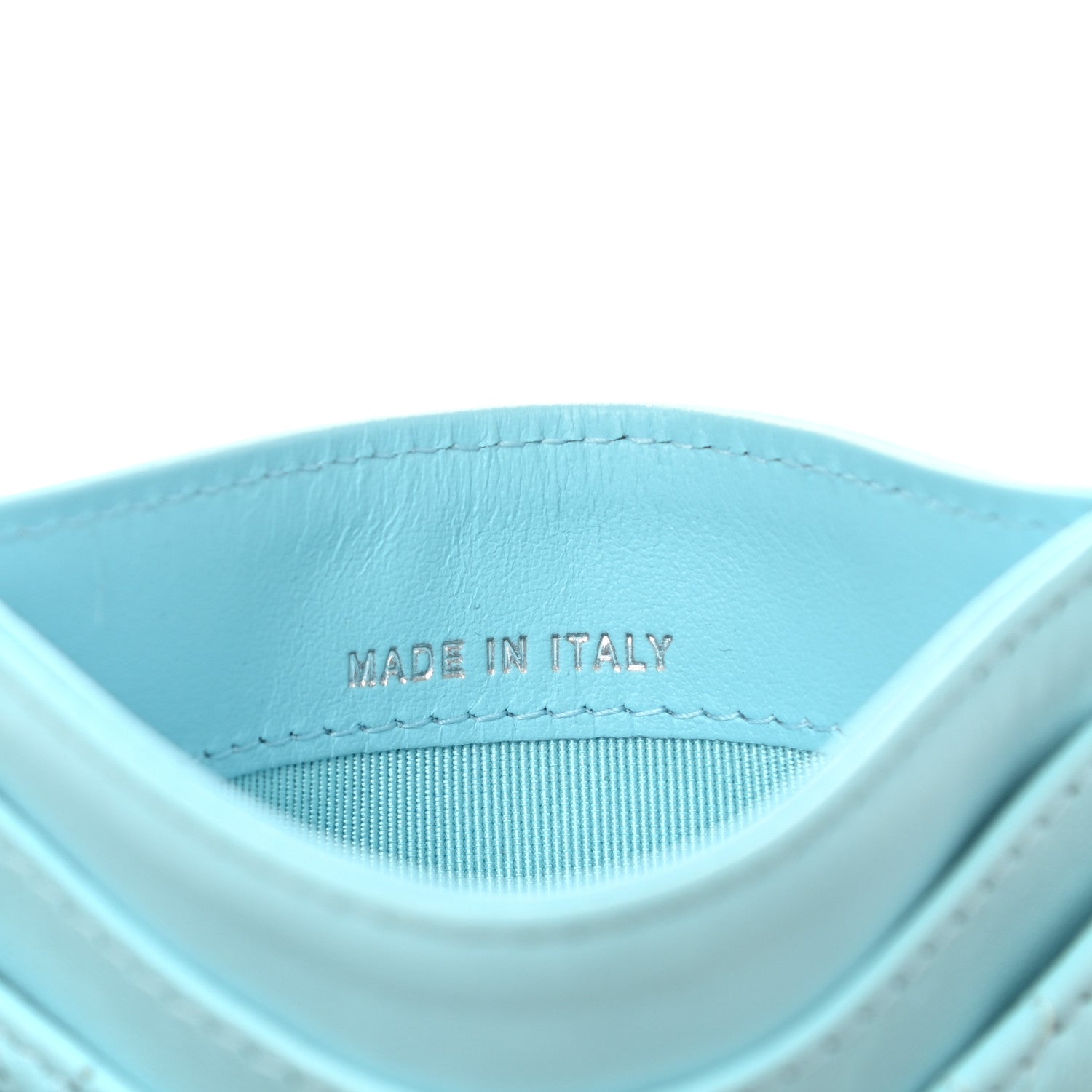 Chanel Lambskin Quilted Card Holder Neon Blue 6 of 9