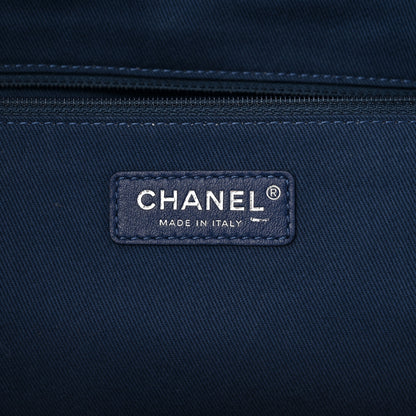 Chanel Mixed Fibers Large Maxi Shopping Bag Blue Beige 6 of 11