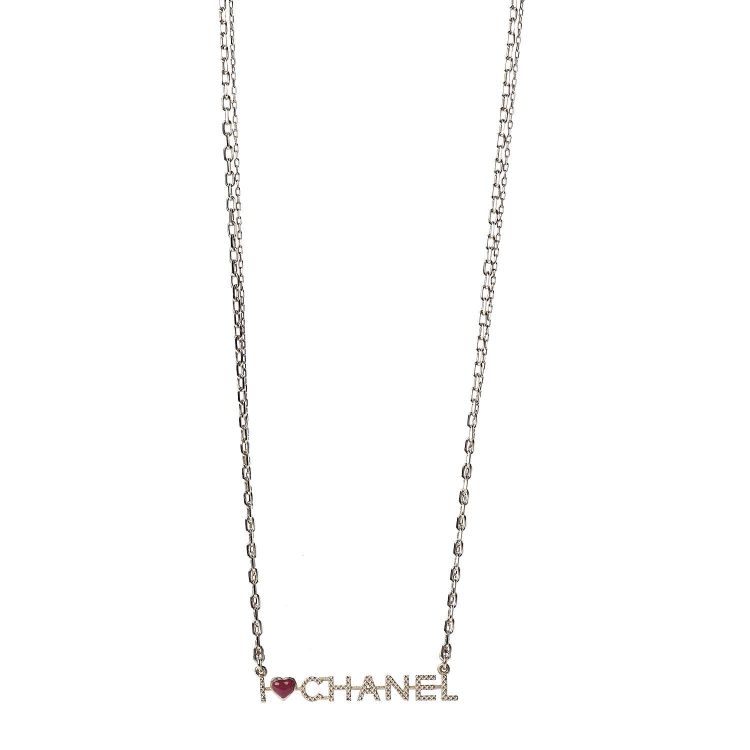 Chanel Quilted I Heart Logo Necklace Gold 1 of 6