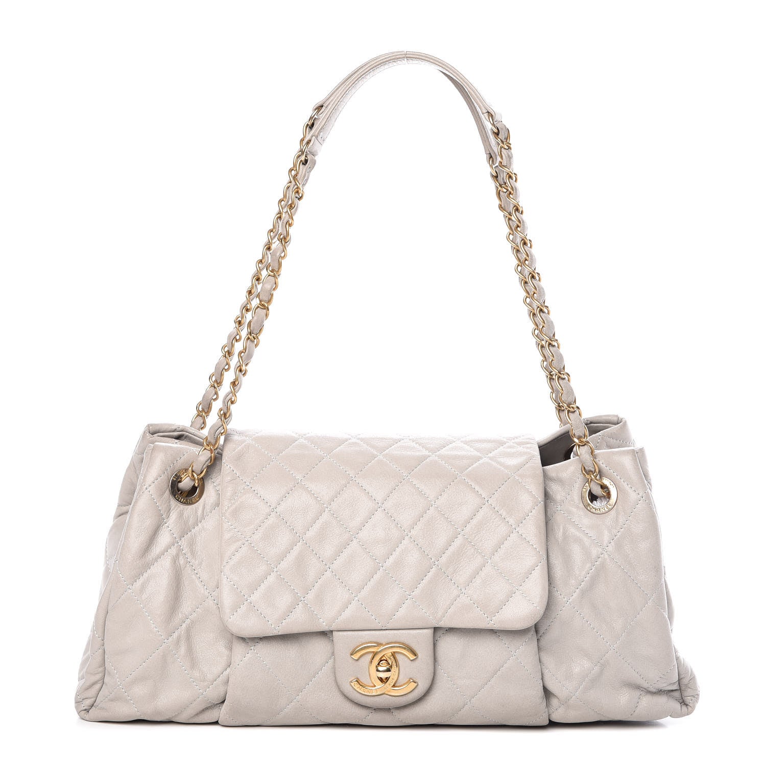 Chanel Iridescent Calfskin Large Chic Quilt Flap Grey 1 of 9