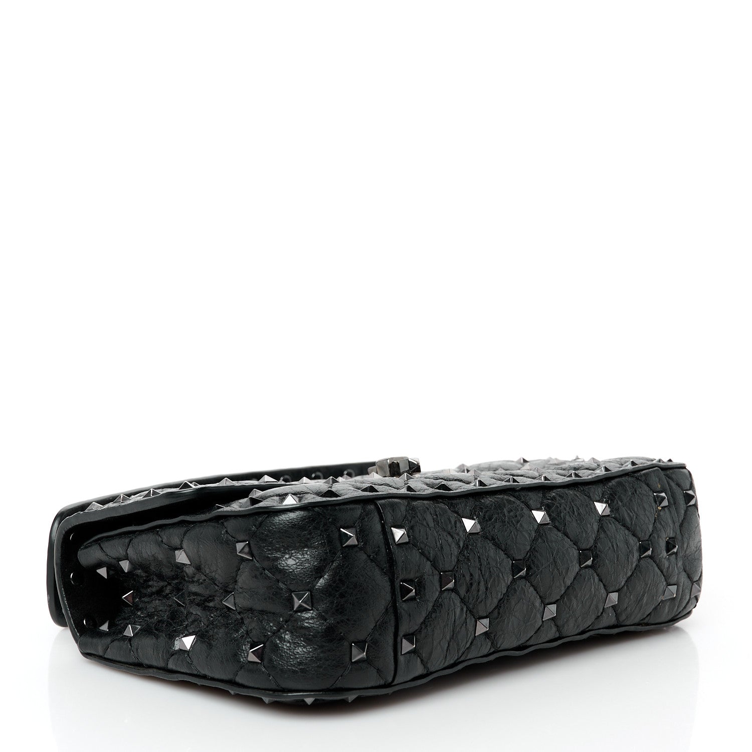Valentino Garavani Craquele Nappa Small Rockstud Spike Shoulder Bag Black 4 of 10