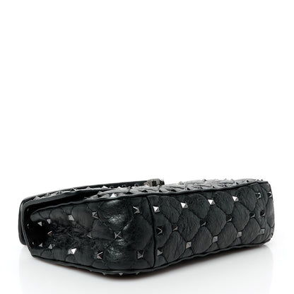 Valentino Garavani Craquele Nappa Small Rockstud Spike Shoulder Bag Black 4 of 10