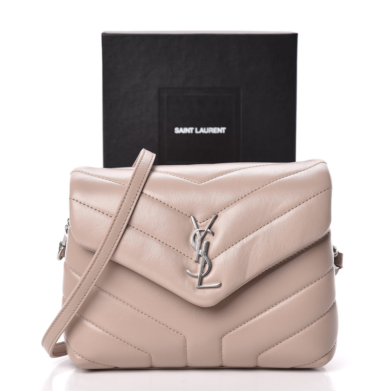 Saint Laurent Calfskin Y Quilted Monogram Toy Loulou Satchel Light Natural 11 of 11